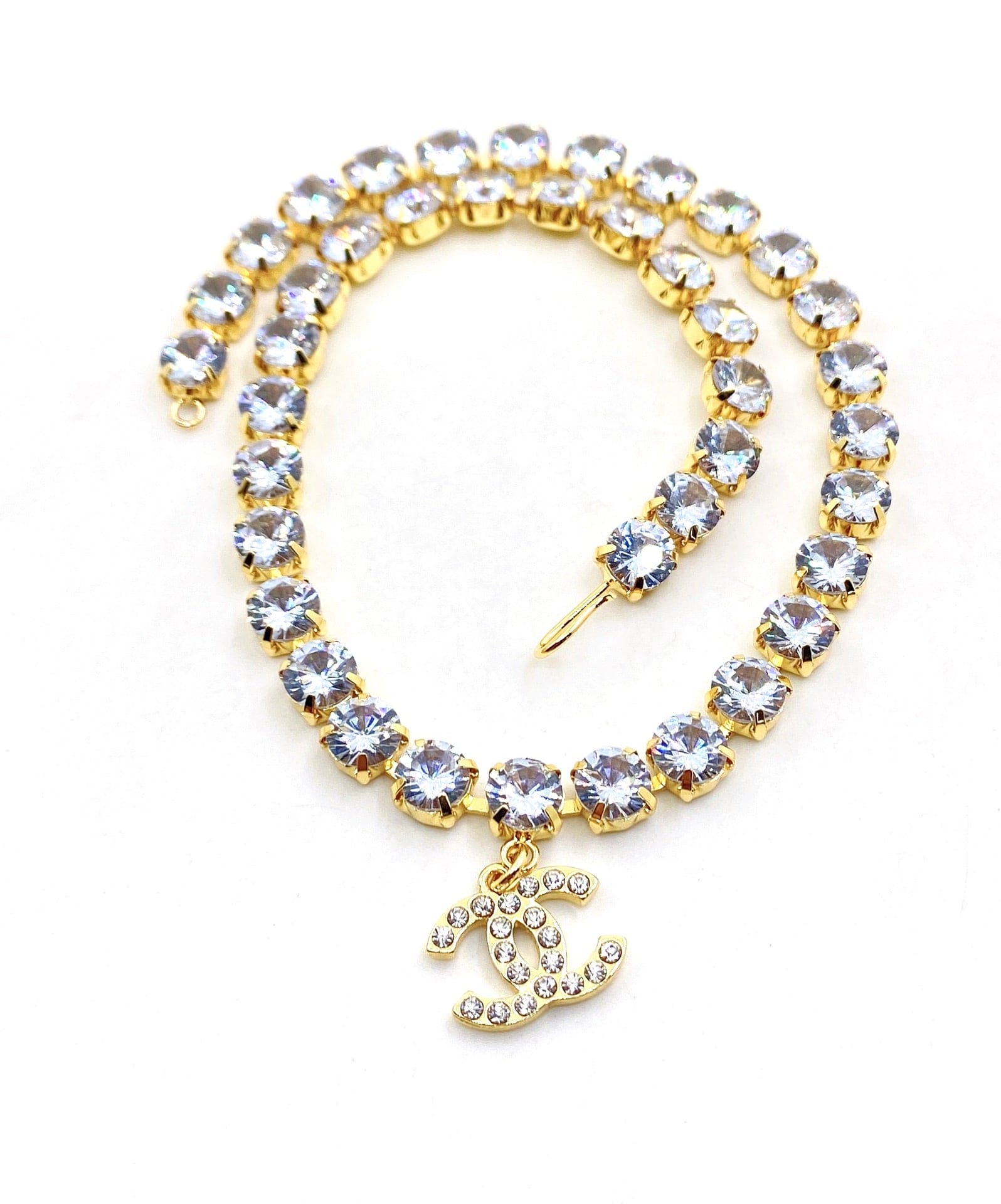18K  Chanel Crystals Chain Necklace