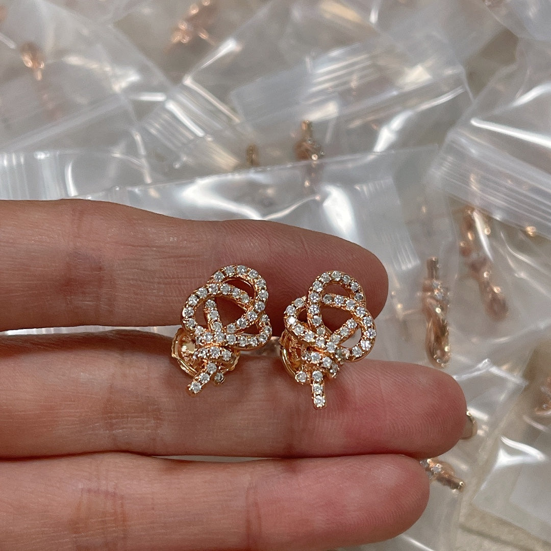 18K Tiffany Keys Woven Diamond Earrings